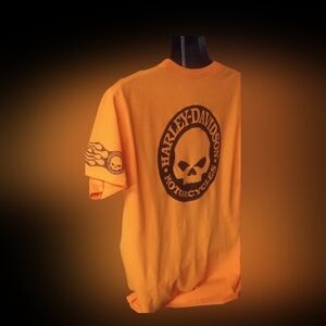 Orange, Skull, Designer Motorcycle T- Shirts